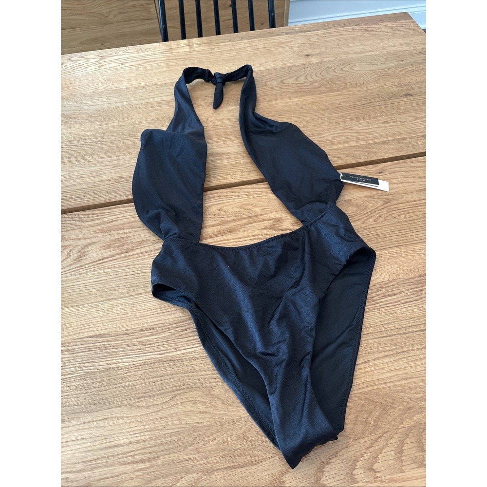 Victoria's Secret Sexy Plunge One Piece Black Swimsuit Size Medium